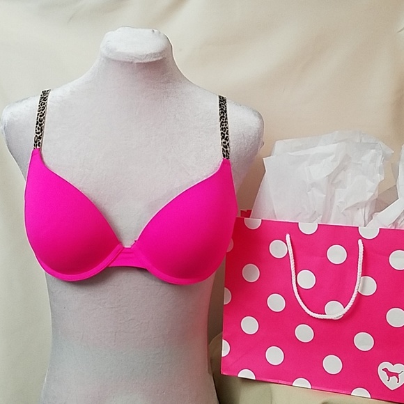 PINK Victoria's Secret Other - PINK Neon pink push up bra with cheetah straps